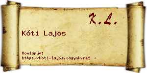 Kóti Lajos névjegykártya